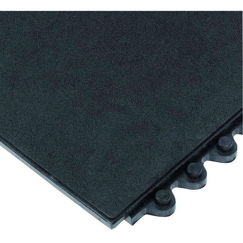 24/Seven® Solid Interlocking 3 x 3' Nitrile Petroleum Fluid Resistant Black Tile, 5/8" Thick